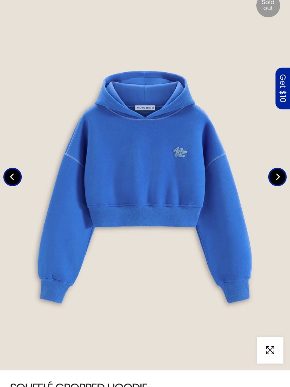 AElFRIC EDEN SOUFFLร CROPPED HOODIE NWT Size Medium